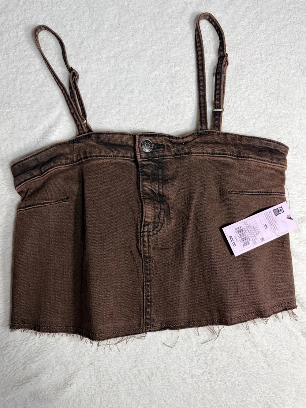 Wild Fable Brown Denim Corset Style Crop Top - Size XS - Picture 2 of 5
